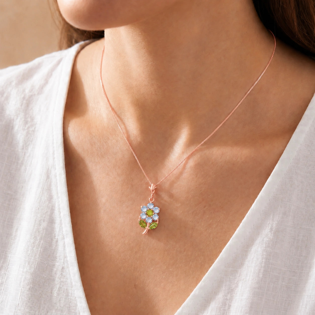 Rose Gold Peridot & Aquamarine — Tomasina