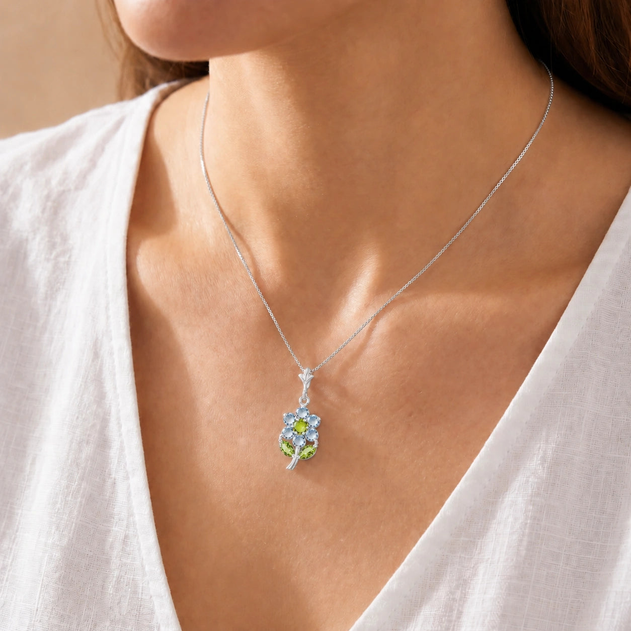 White Gold Peridot & Aquamarine — Tomasina