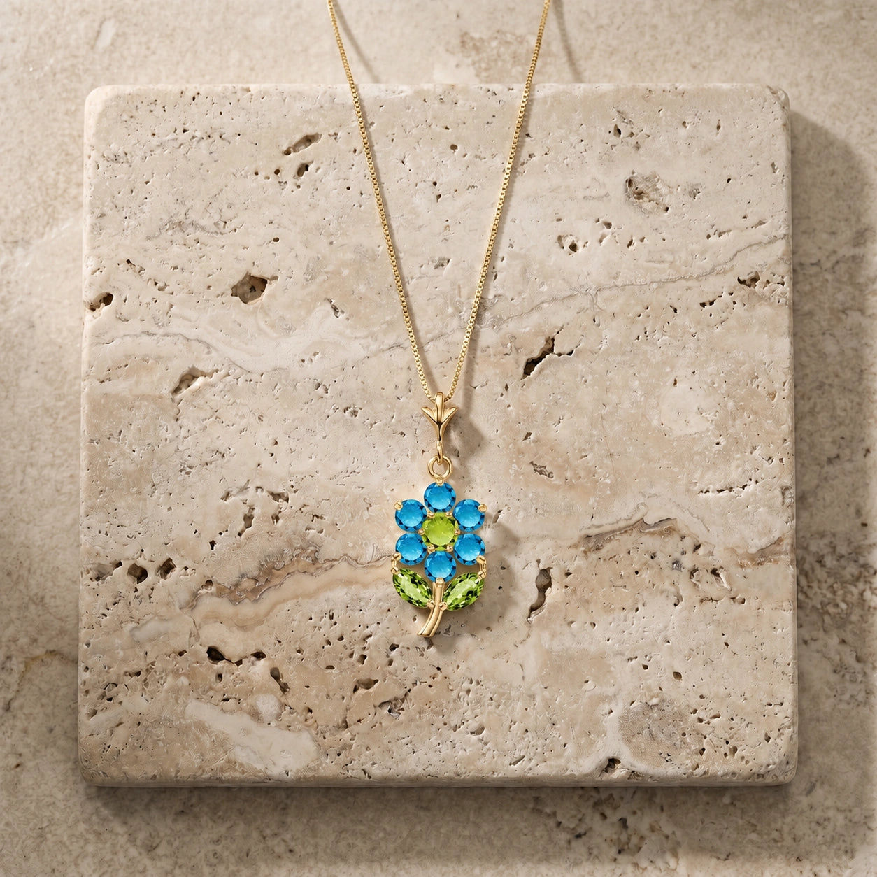 Yellow Gold Peridot & Blue Topaz — Tomasina
