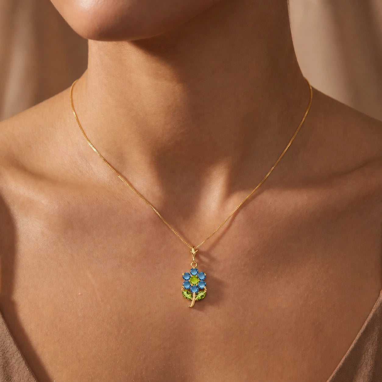 Yellow Gold Peridot & Blue Topaz — Tomasina