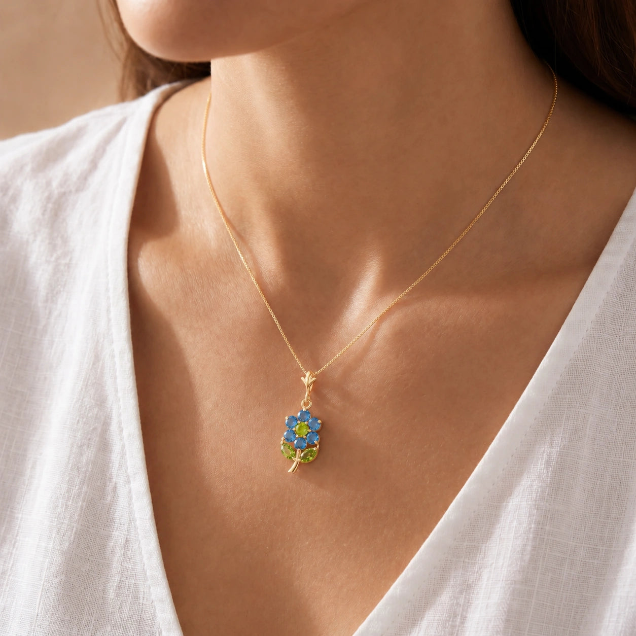 Yellow Gold Peridot & Blue Topaz — Tomasina