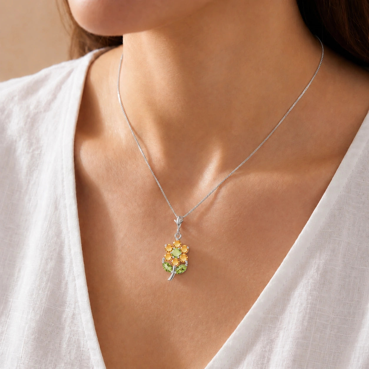 White Gold Peridot & Citrine — Tomasina