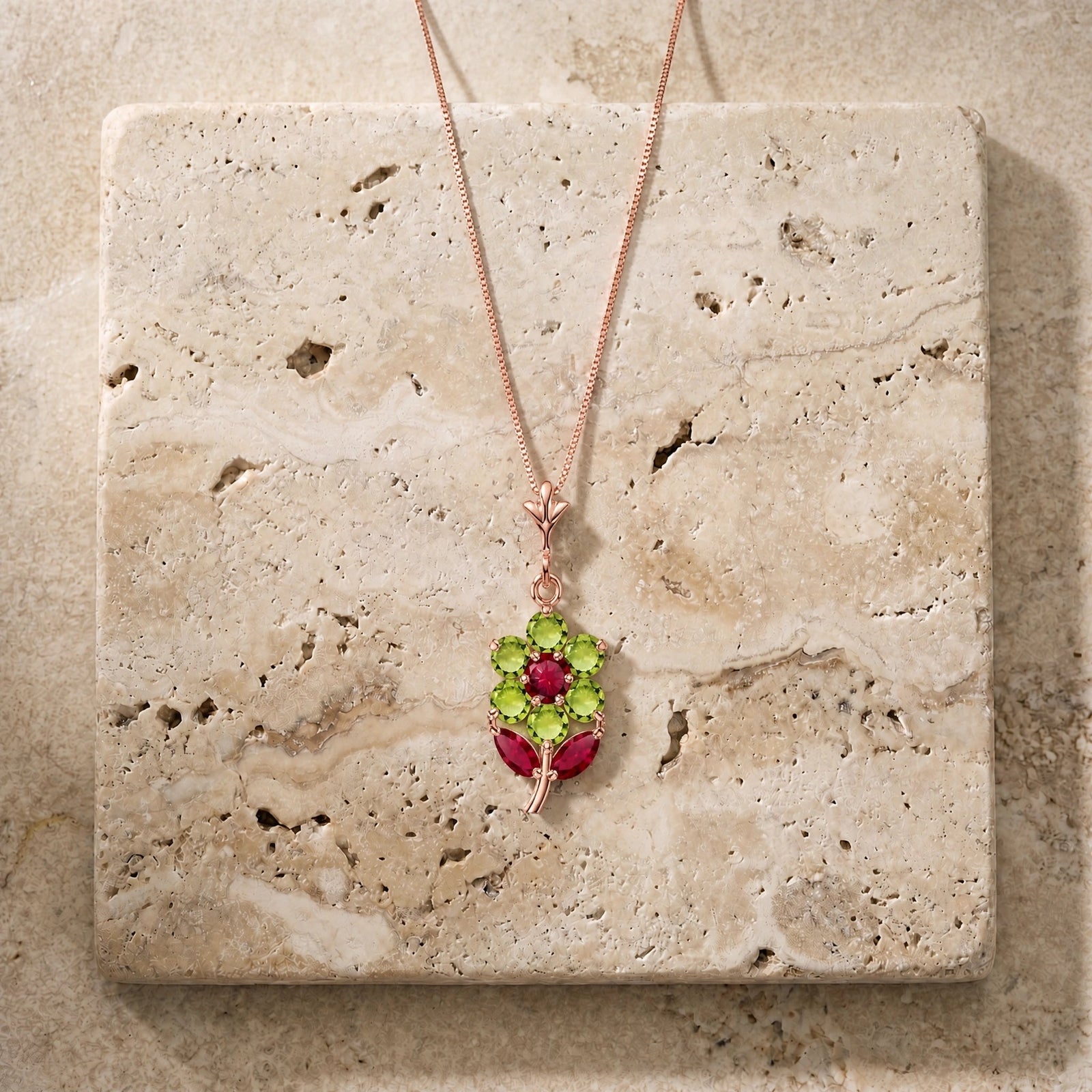 Rose Gold Peridot & Ruby — Tomasina