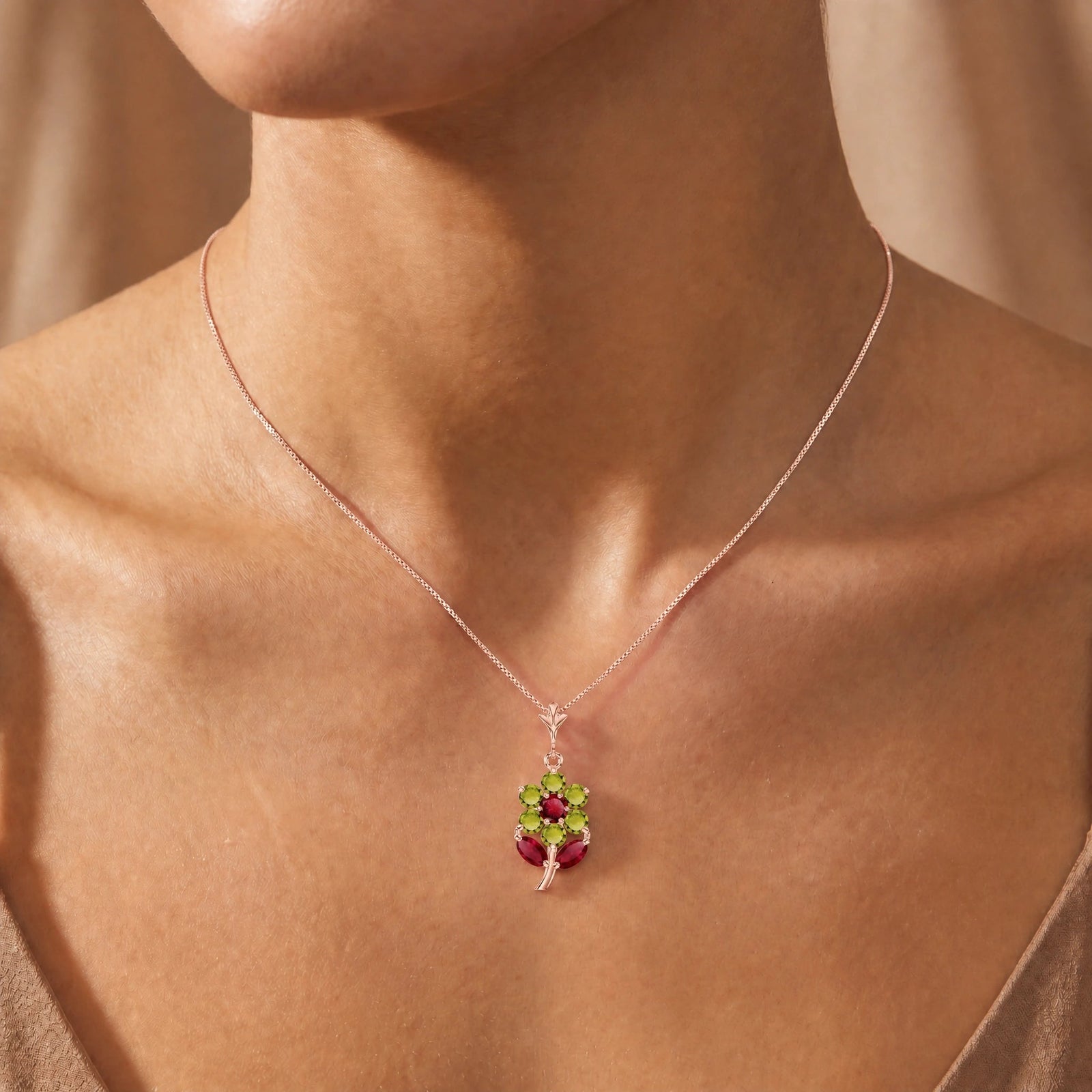 Rose Gold Peridot & Ruby — Tomasina