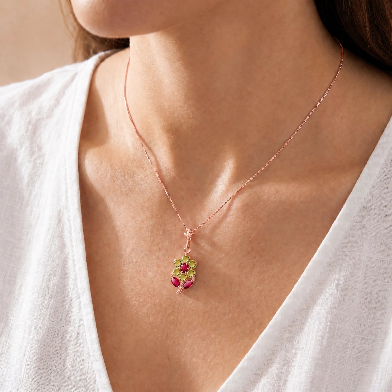 Rose Gold Peridot & Ruby — Tomasina