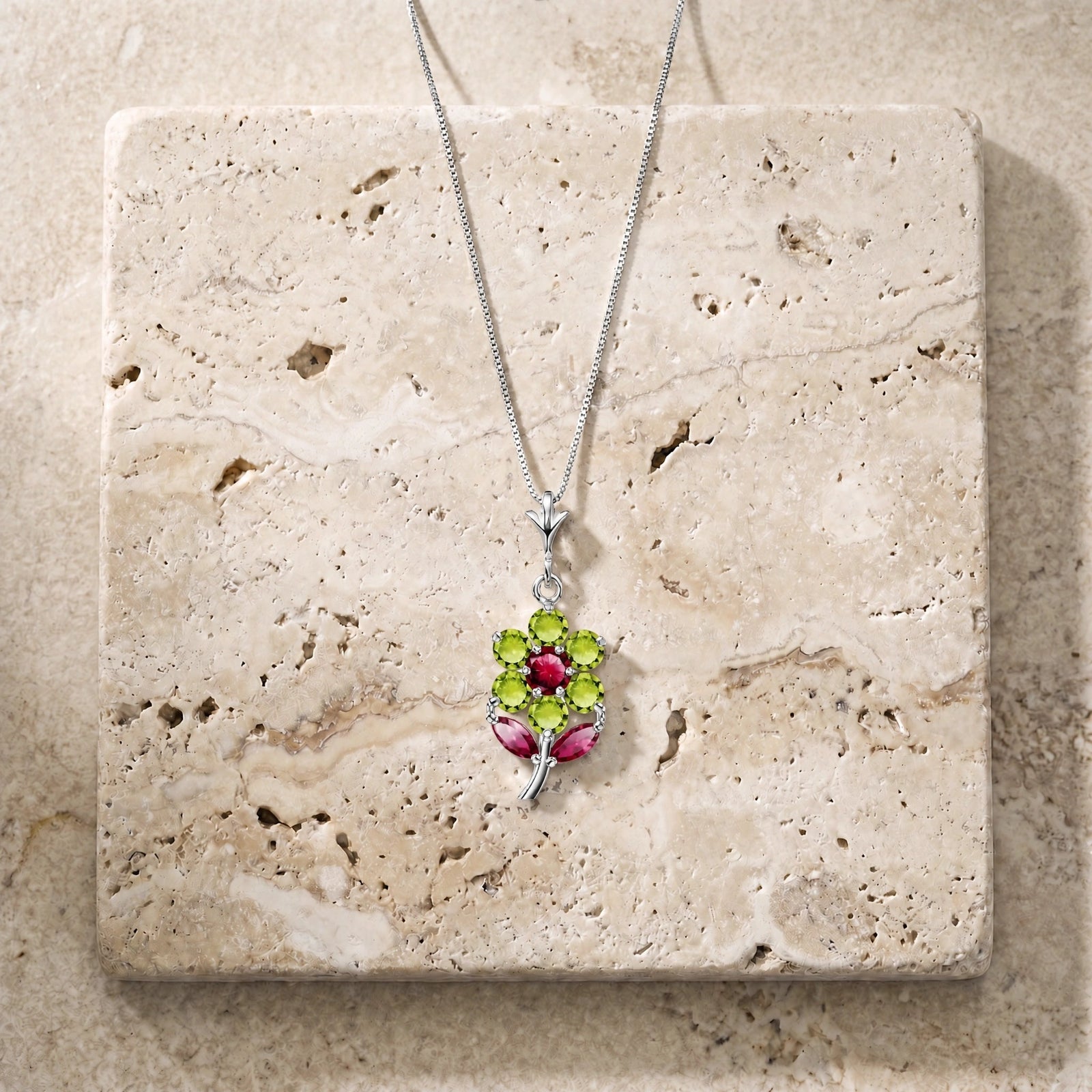 White Gold Peridot & Ruby — Tomasina