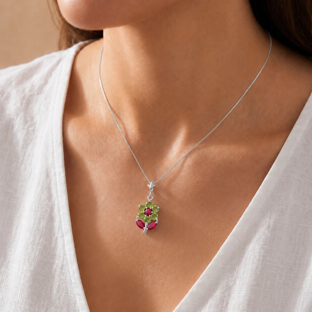 White Gold Peridot & Ruby — Tomasina