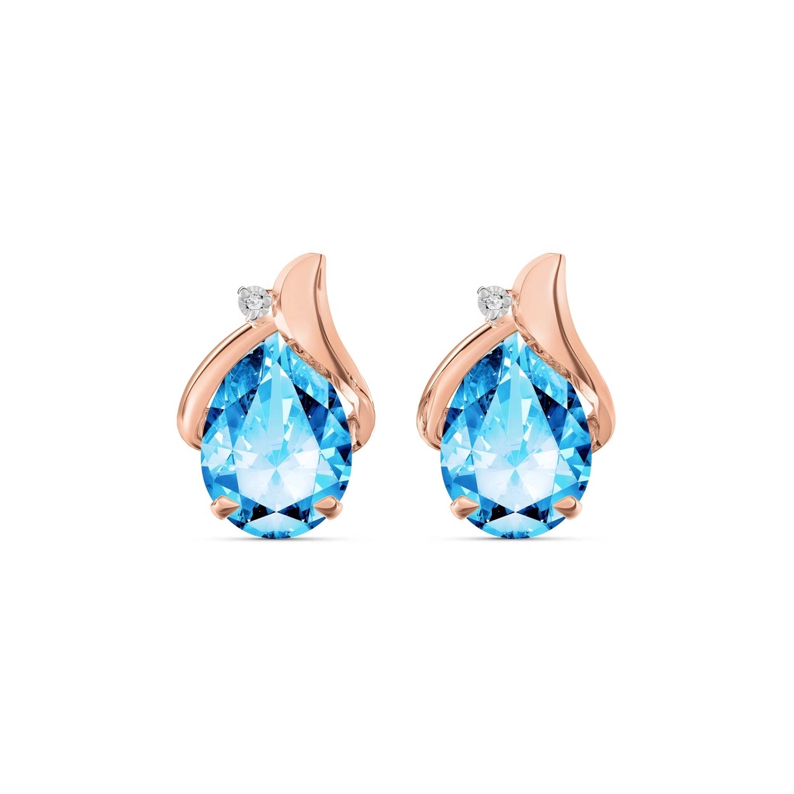 Rose Gold Blue Topaz & Diamond — Valentia