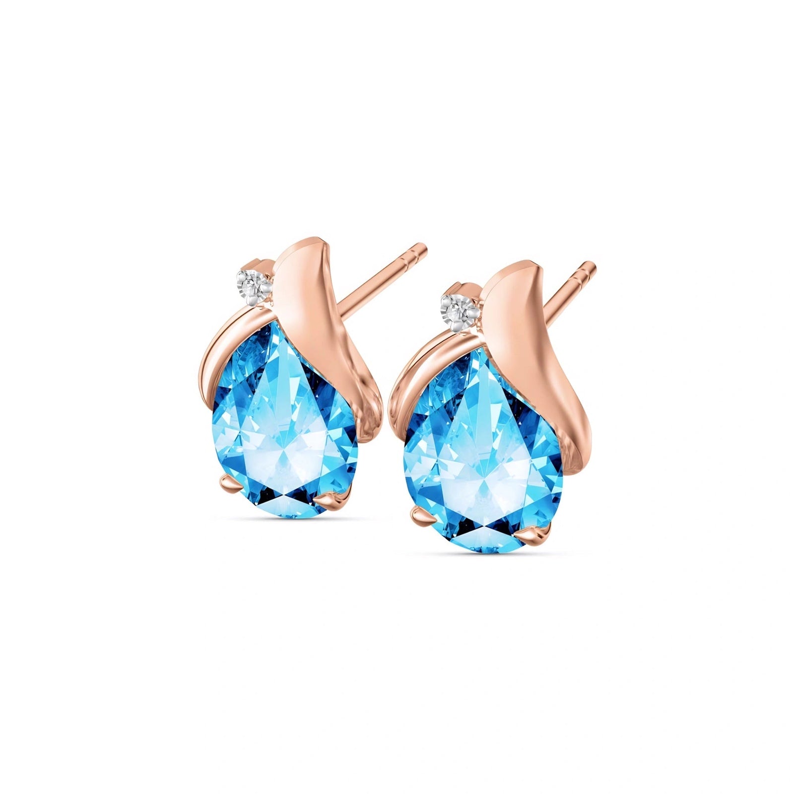 Rose Gold Blue Topaz & Diamond — Valentia