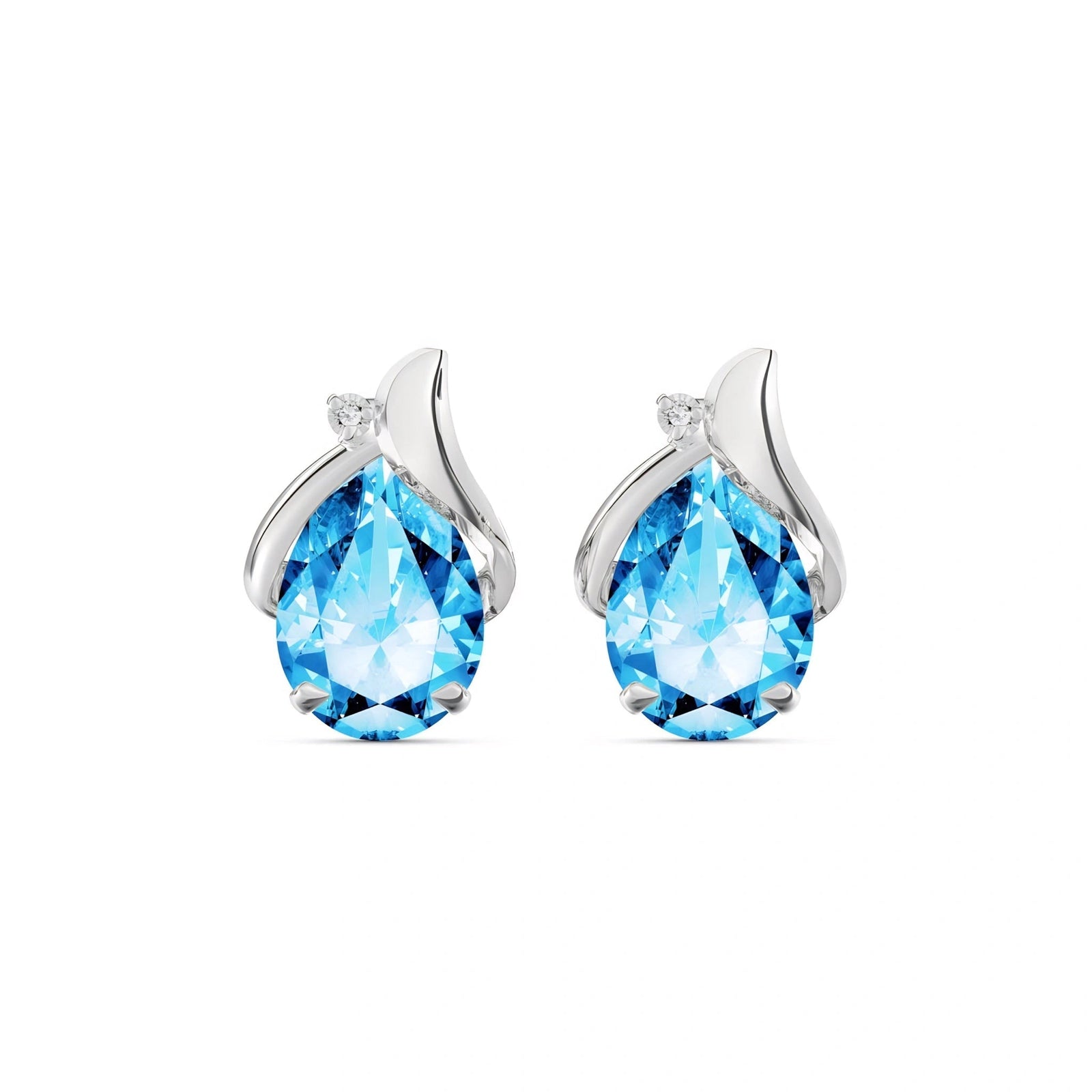 White Gold Blue Topaz & Diamond — Valentia