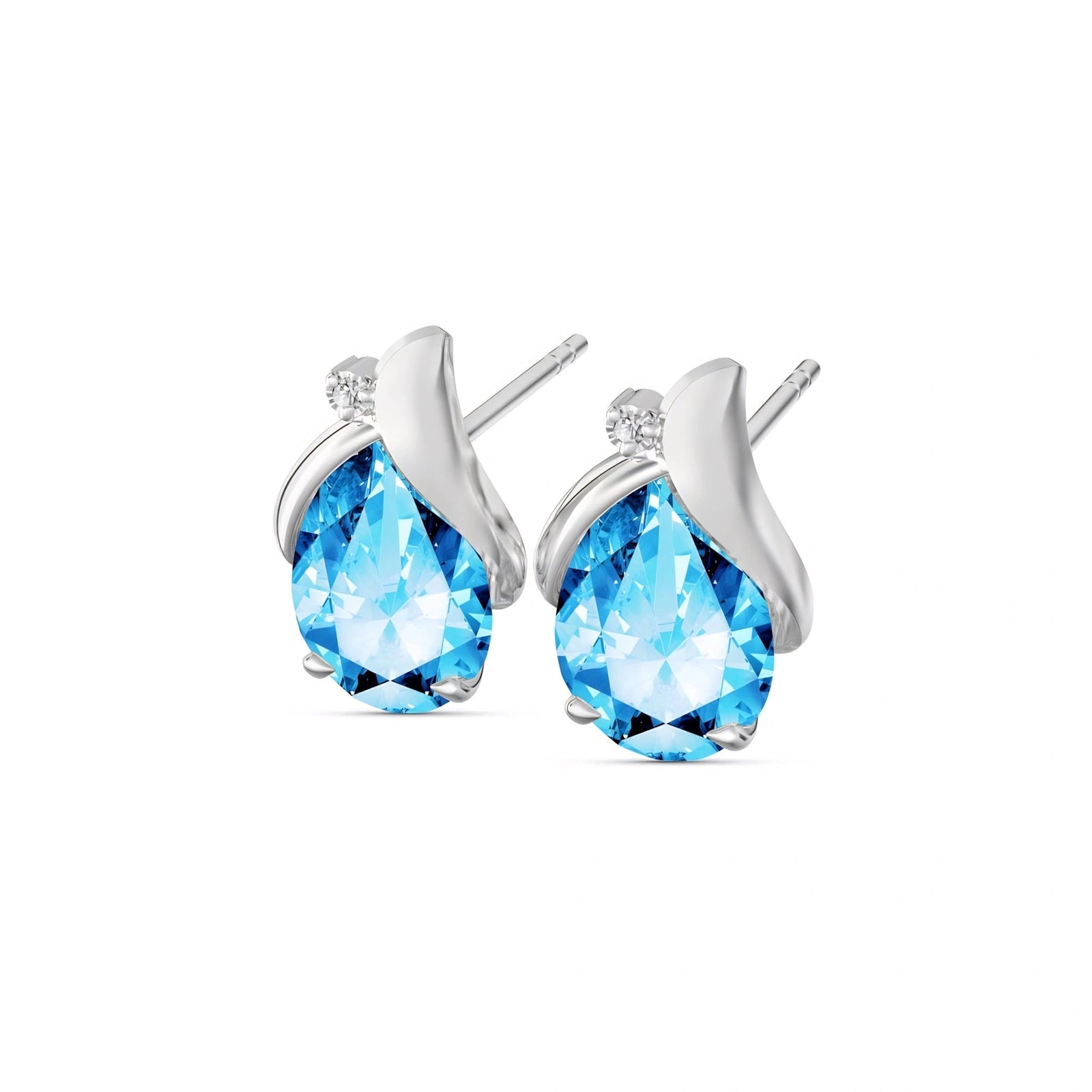 White Gold Blue Topaz & Diamond — Valentia