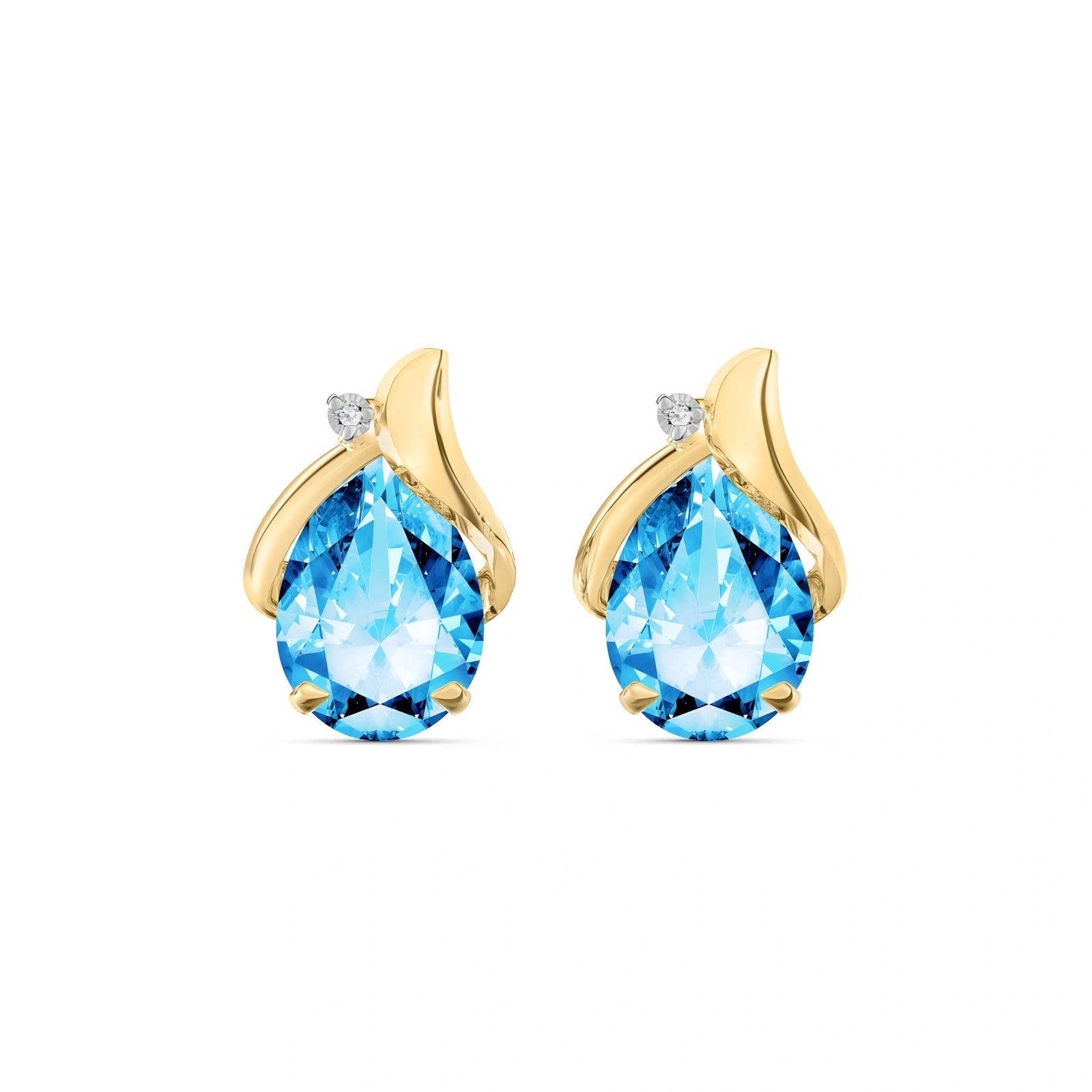 Yellow Gold Blue Topaz & Diamond — Valentia