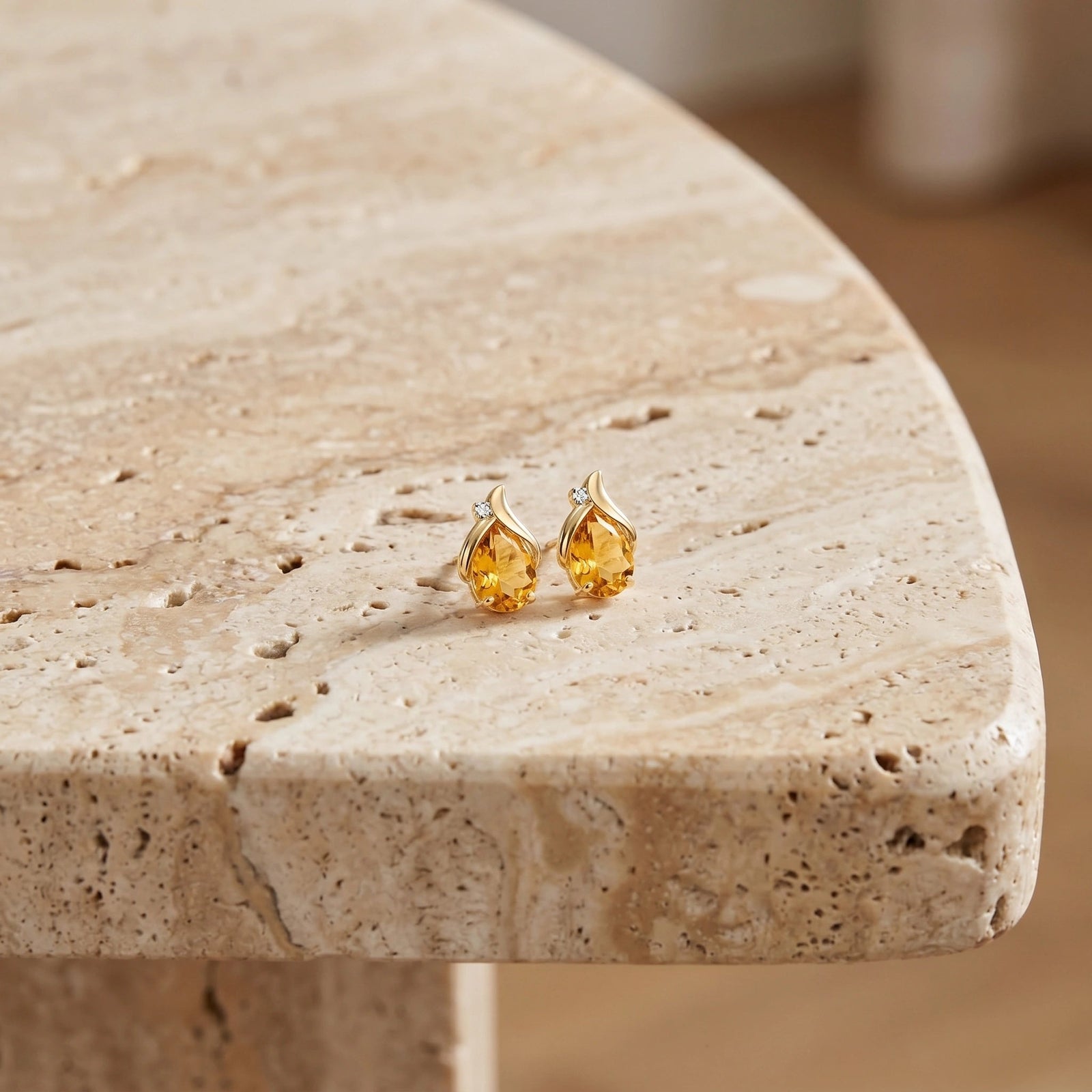 Yellow Gold Citrine & Diamond — Valentia