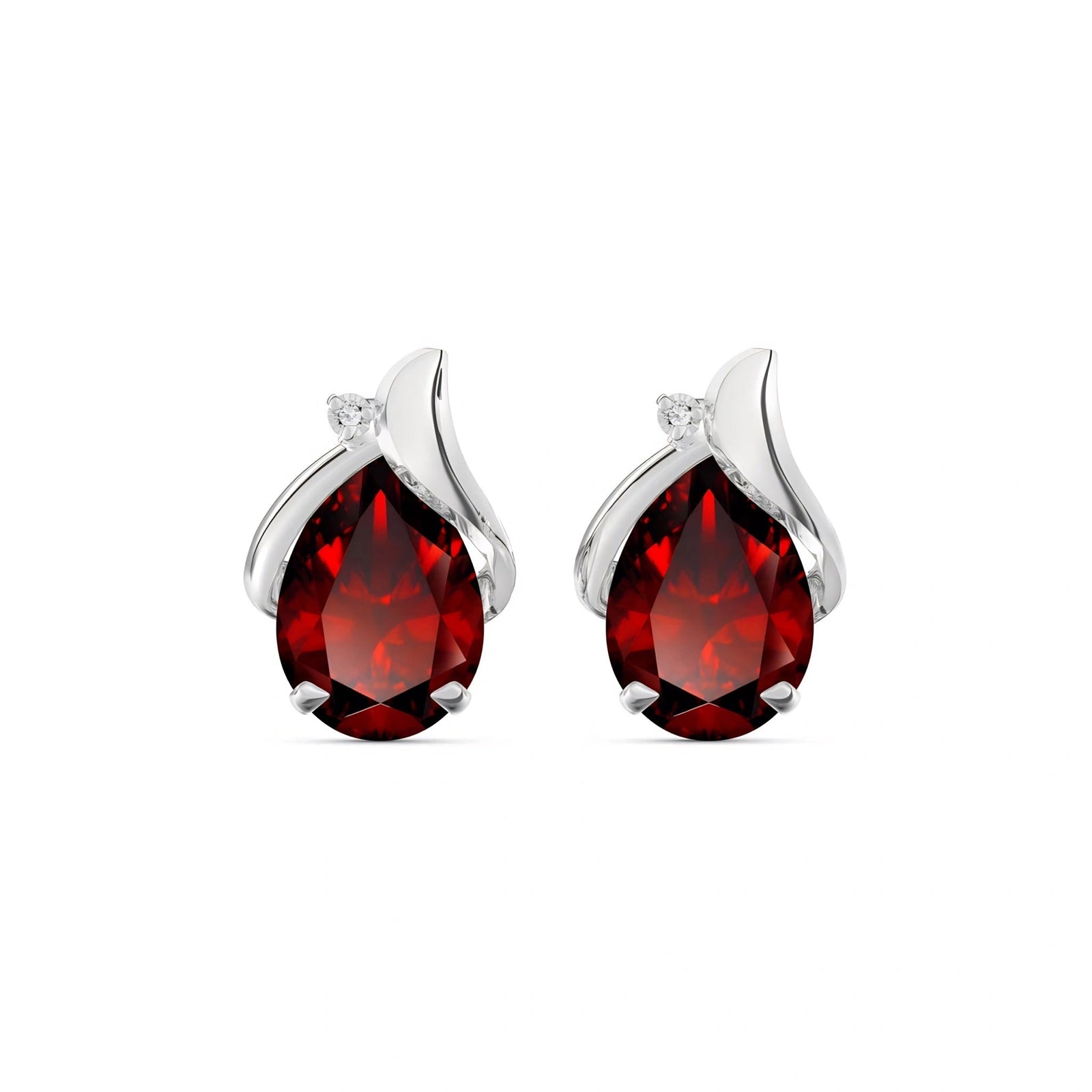 White Gold Garnet & Diamond — Valentia