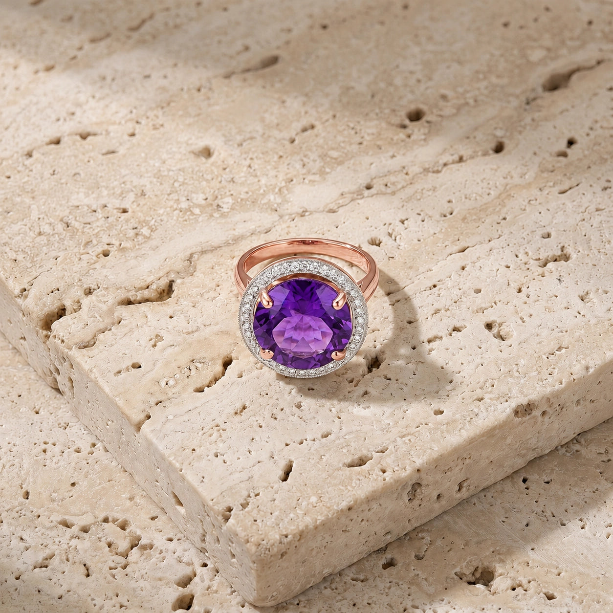 Rose Gold Ring Amethyst 10K — Cassandra