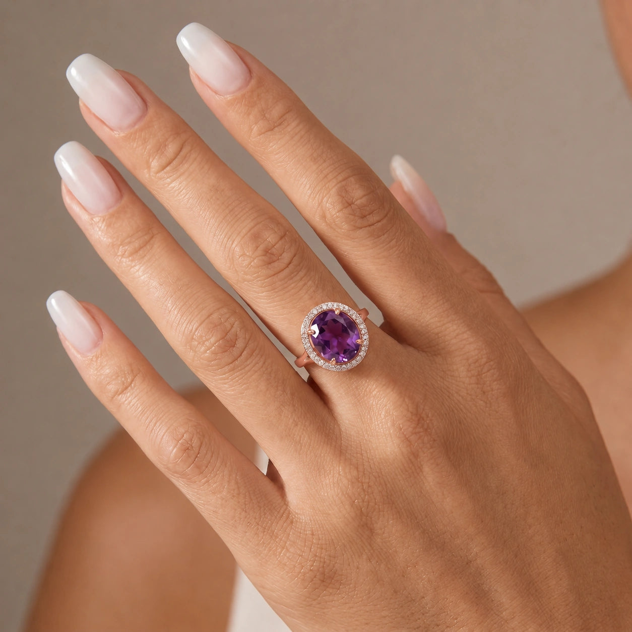 Rose Gold Ring Amethyst 10K — Cassandra