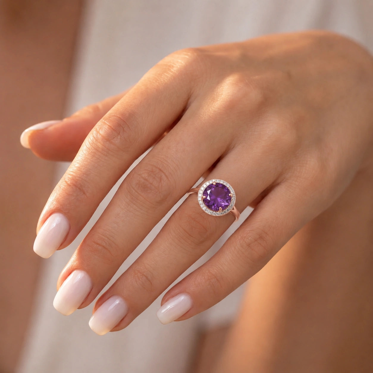 Rose Gold Ring Amethyst 10K — Cassandra