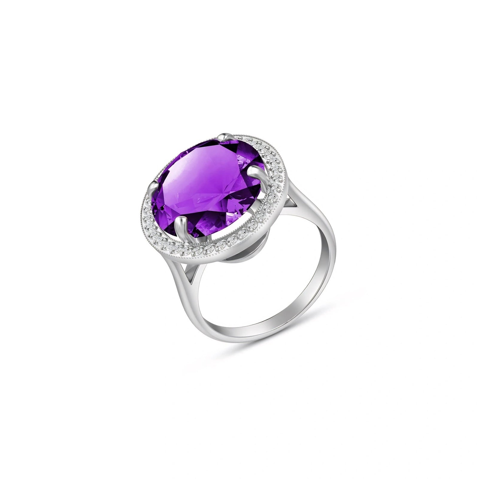 White Gold Ring Amethyst 10K — Cassandra