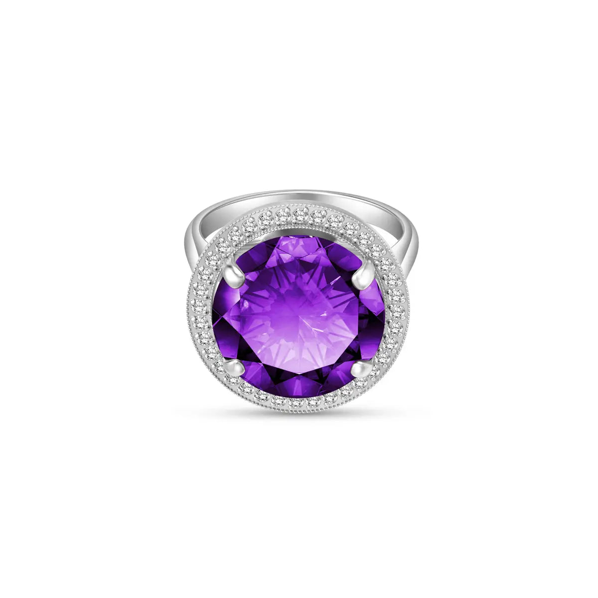 White Gold Ring Amethyst 10K — Cassandra