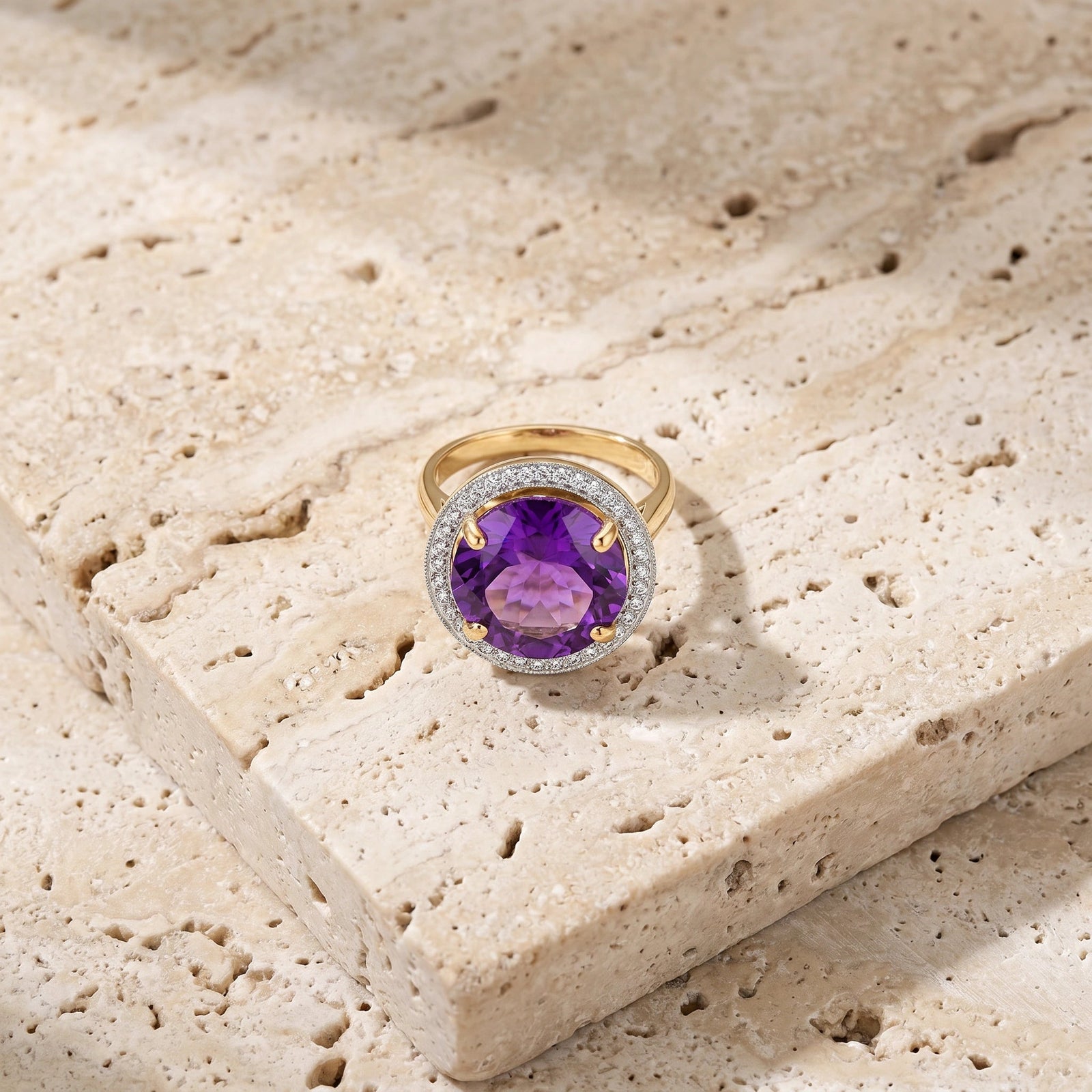 Yellow Gold Ring Amethyst 10K — Cassandra