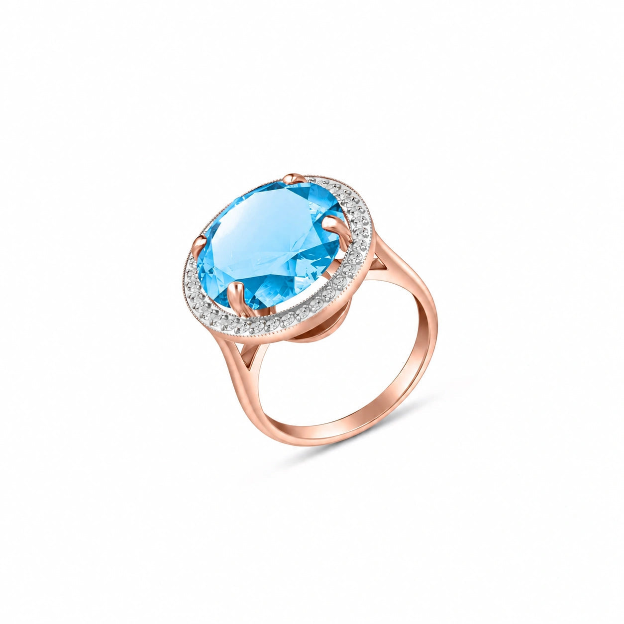 Rose Gold Ring Blue Topaz 10K — Cassandra