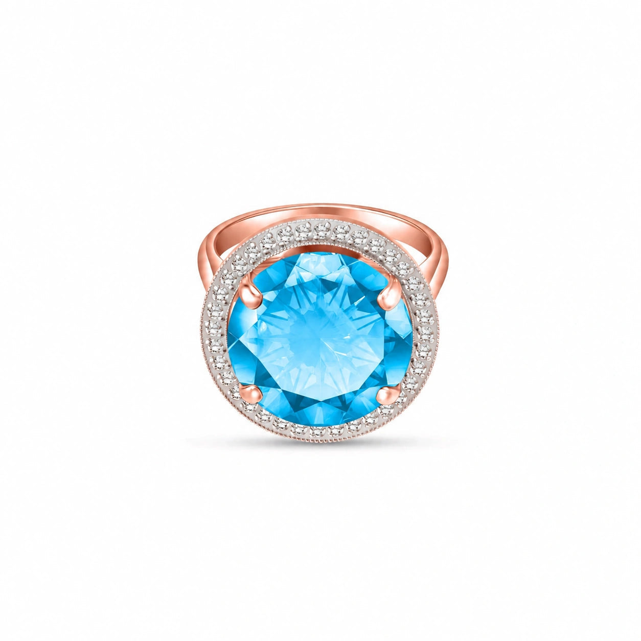 Rose Gold Ring Blue Topaz 10K — Cassandra
