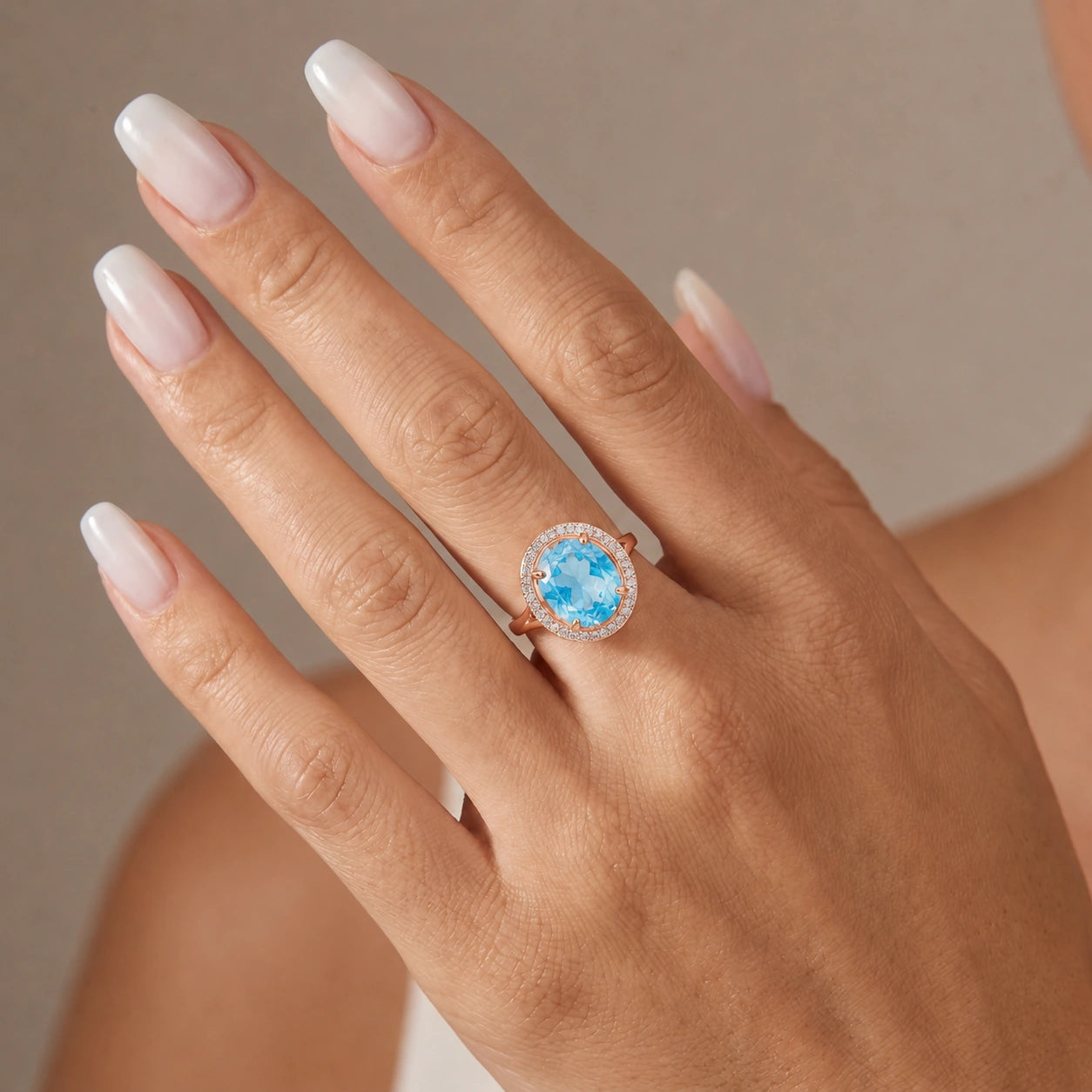 Rose Gold Ring Blue Topaz 10K — Cassandra