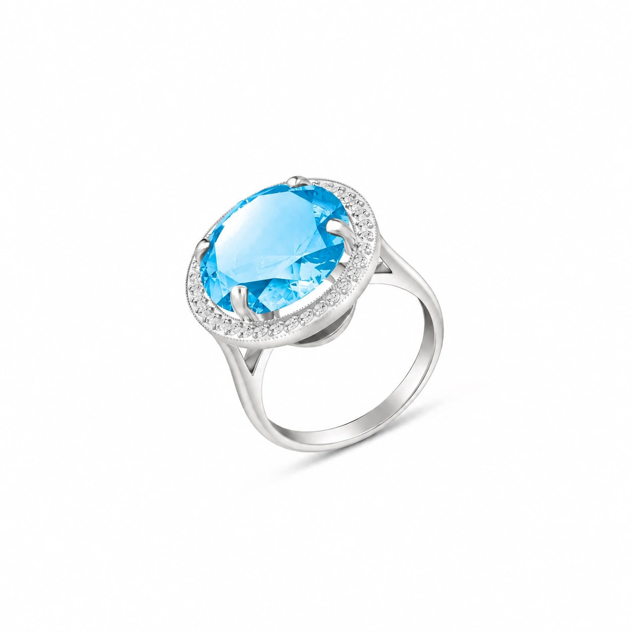 White Gold Ring Blue Topaz 10K — Cassandra