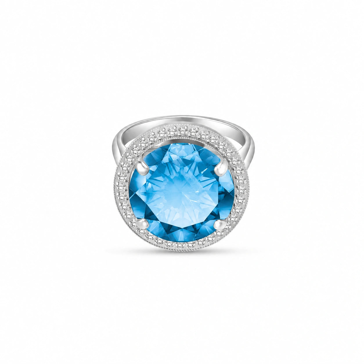 White Gold Ring Blue Topaz 10K — Cassandra