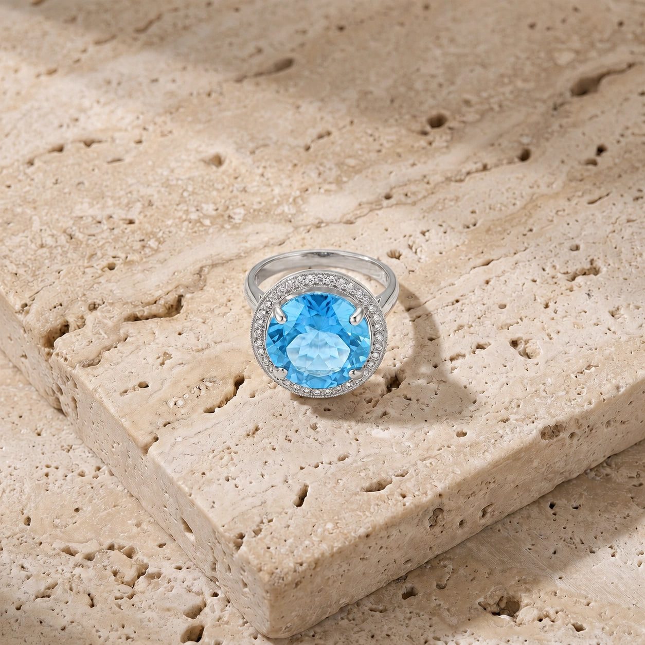 White Gold Ring Blue Topaz 10K — Cassandra