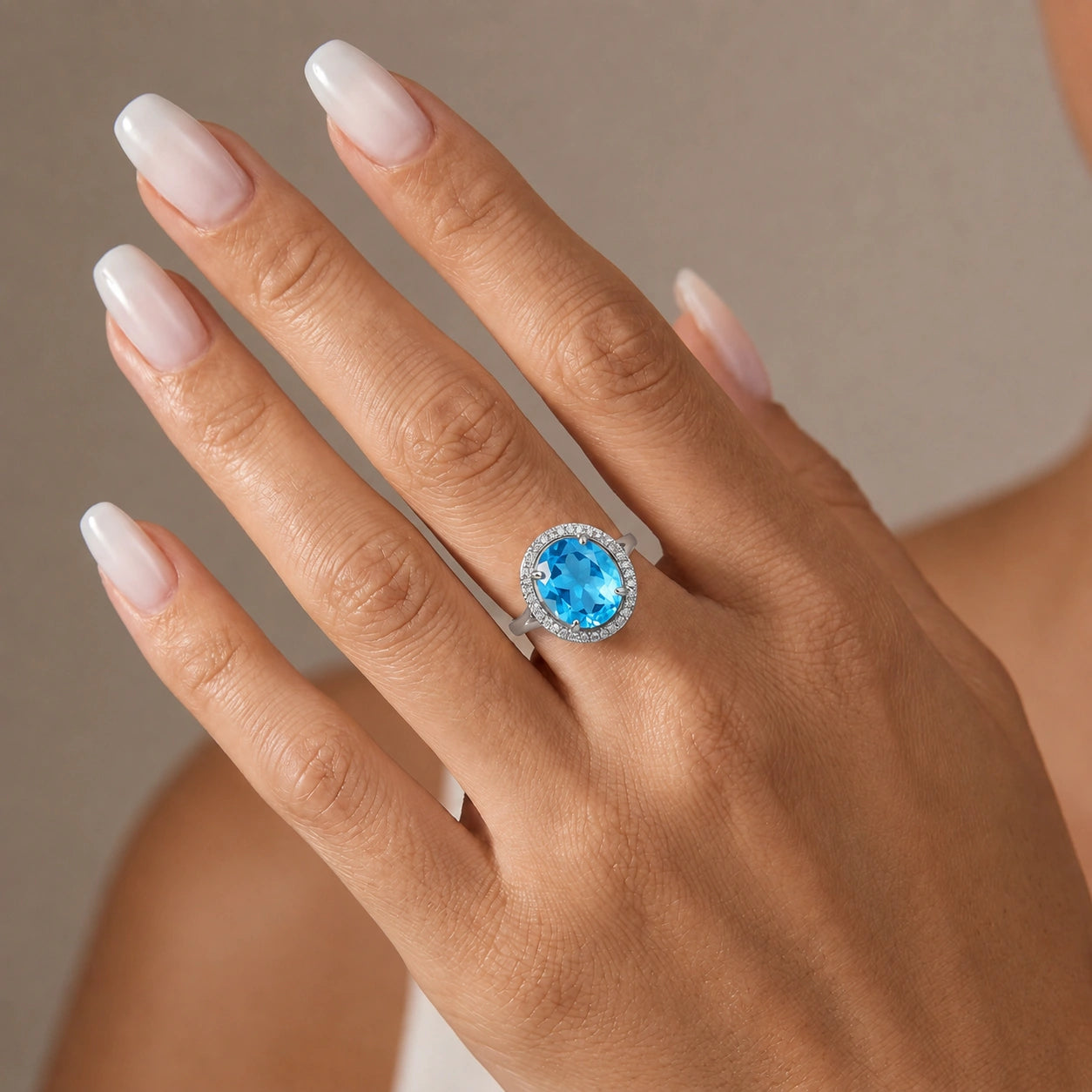 White Gold Ring Blue Topaz 10K — Cassandra