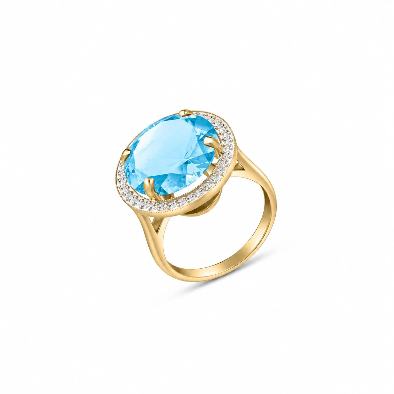Yellow Gold Ring Blue Topaz 10K — Cassandra