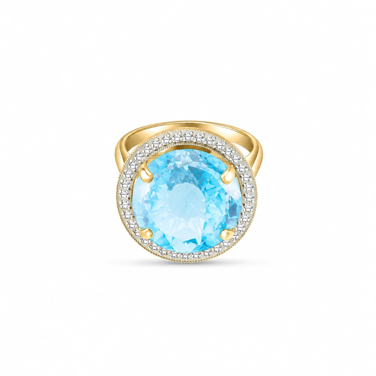 Yellow Gold Ring Blue Topaz 10K — Cassandra