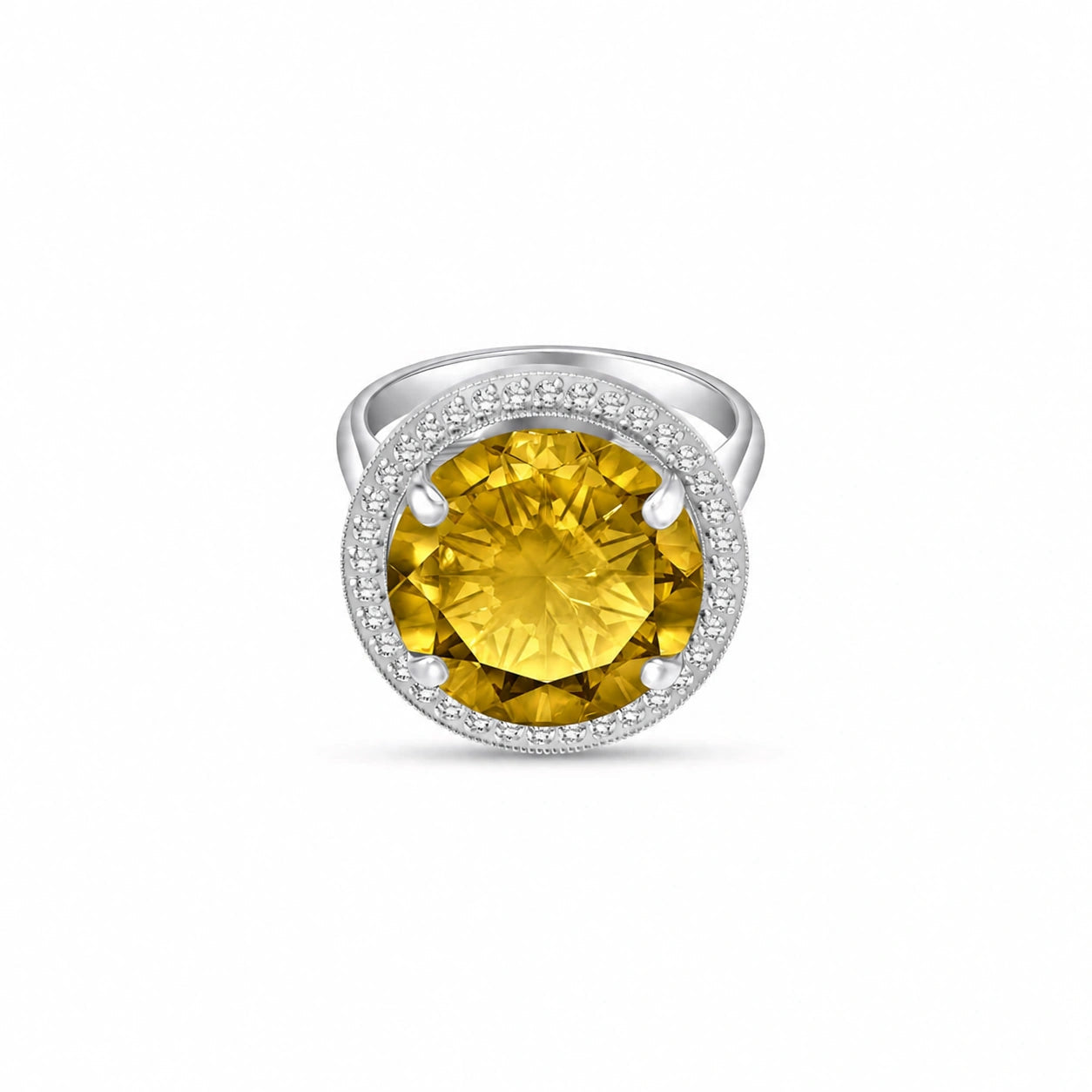 White Gold Ring Citrine 10K — Cassandra