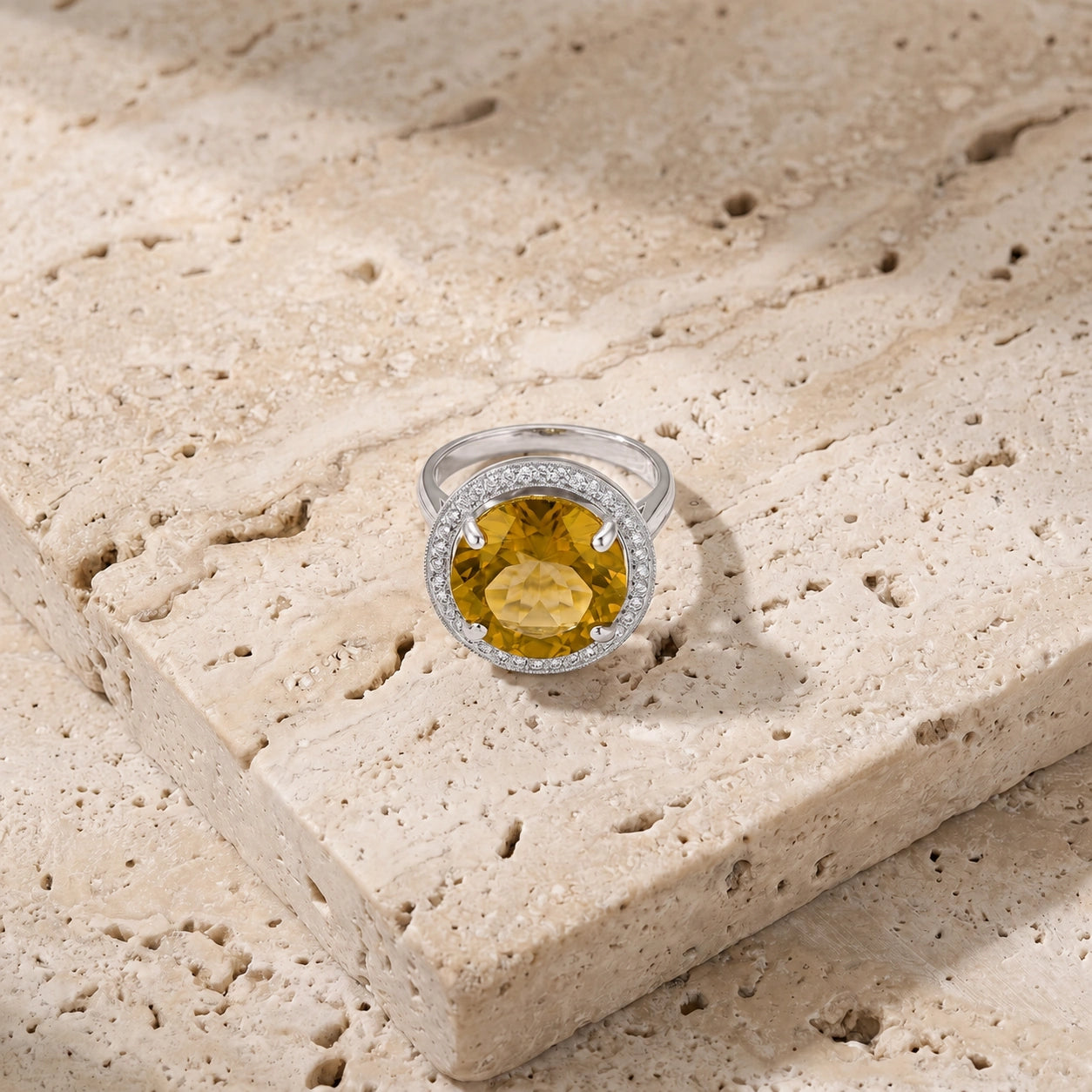 White Gold Ring Citrine 10K — Cassandra