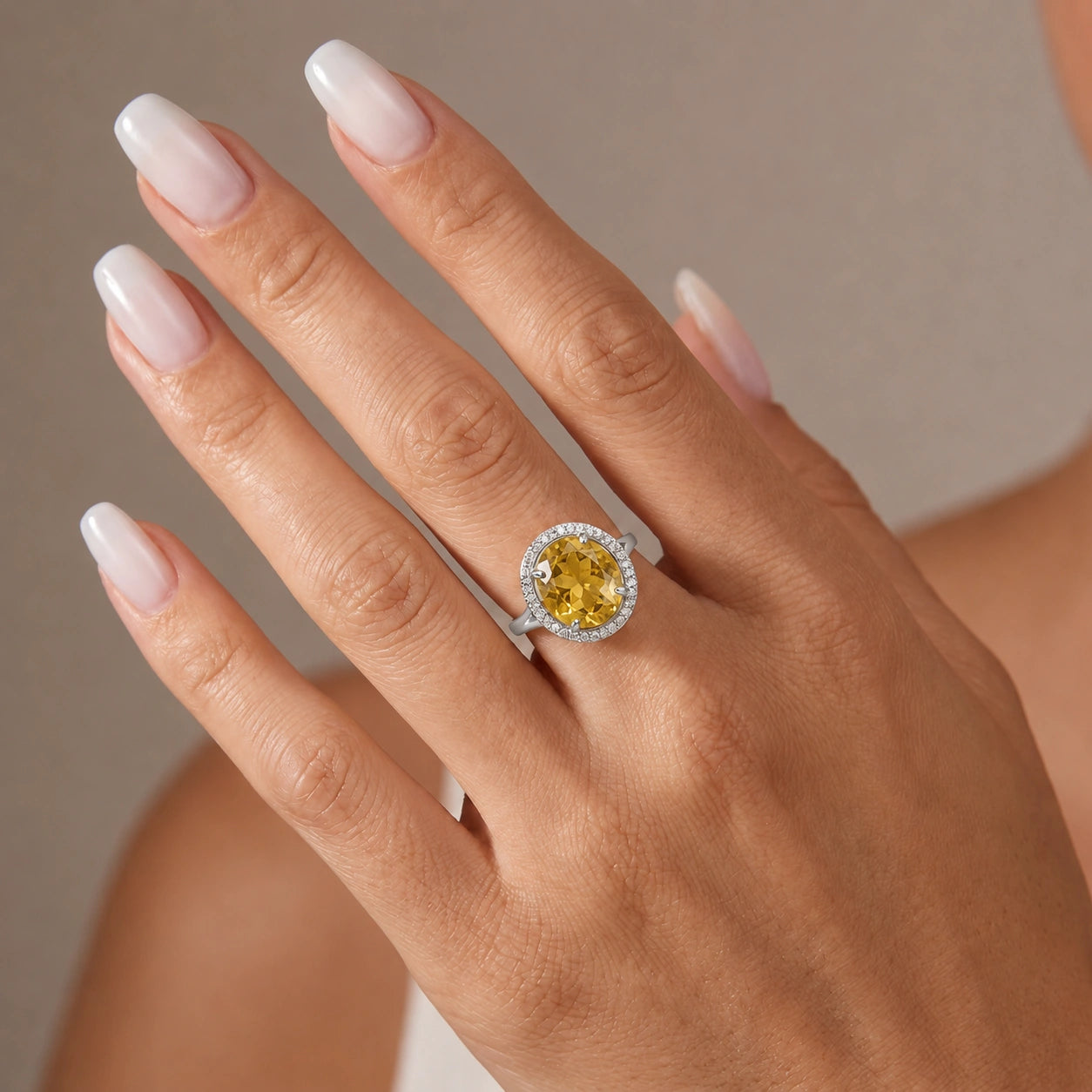 White Gold Ring Citrine 10K — Cassandra