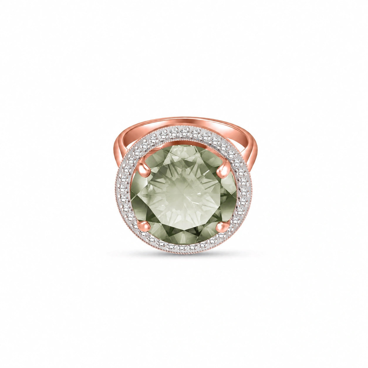 Rose Gold Ring Green Amethyst 10K — Cassandra