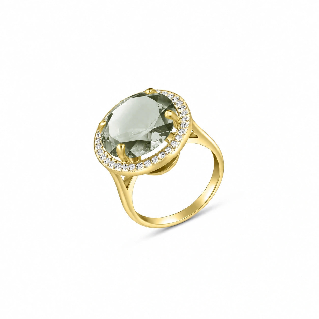 Yellow Gold Ring Green Amethyst 10K — Cassandra