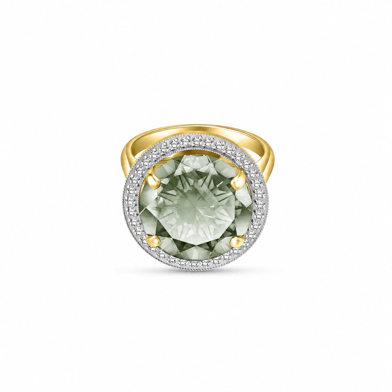 Yellow Gold Ring Green Amethyst 10K — Cassandra