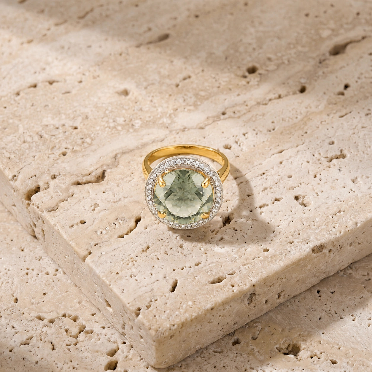 Yellow Gold Ring Green Amethyst 10K — Cassandra