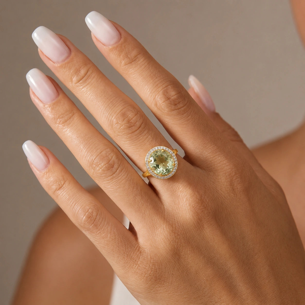 Yellow Gold Ring Green Amethyst 10K — Cassandra