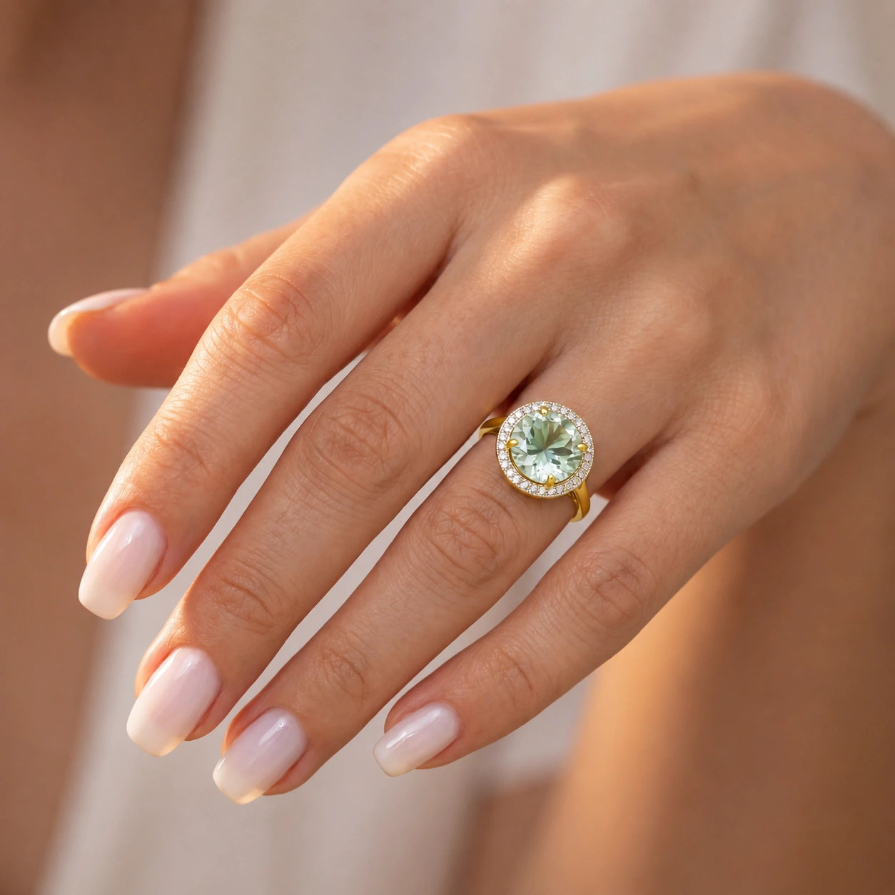 Yellow Gold Ring Green Amethyst 10K — Cassandra
