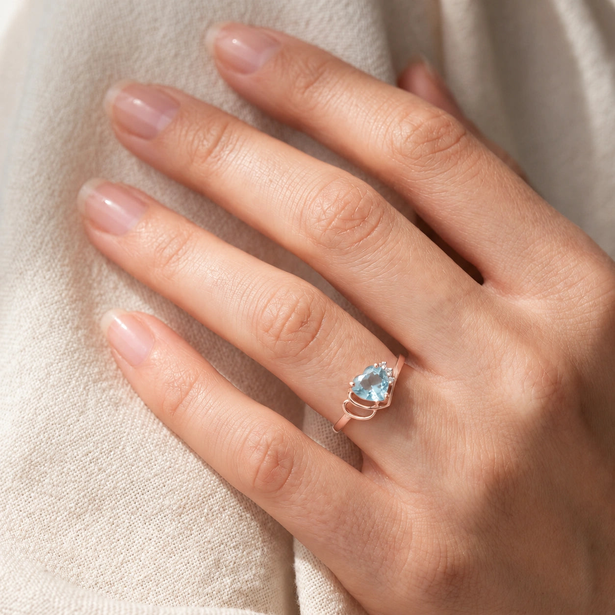 Rose Gold Aquamarine & Diamond — Valeria