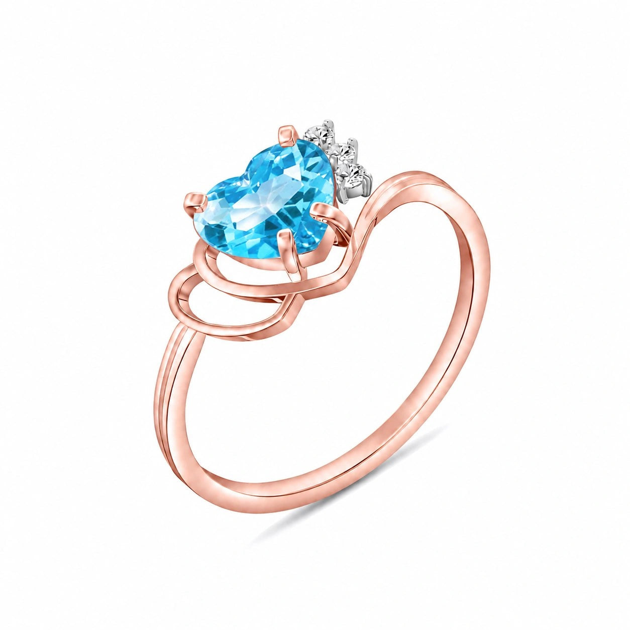 Rose Gold Blue Topaz & Diamond — Valeria