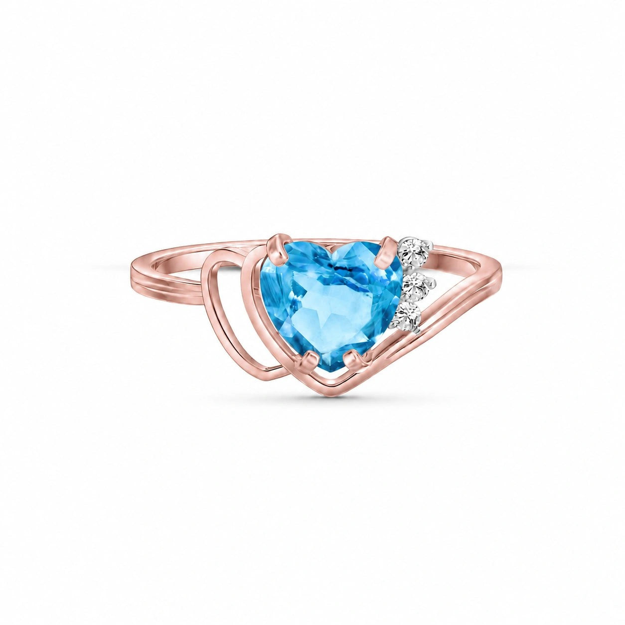 Rose Gold Blue Topaz & Diamond — Valeria