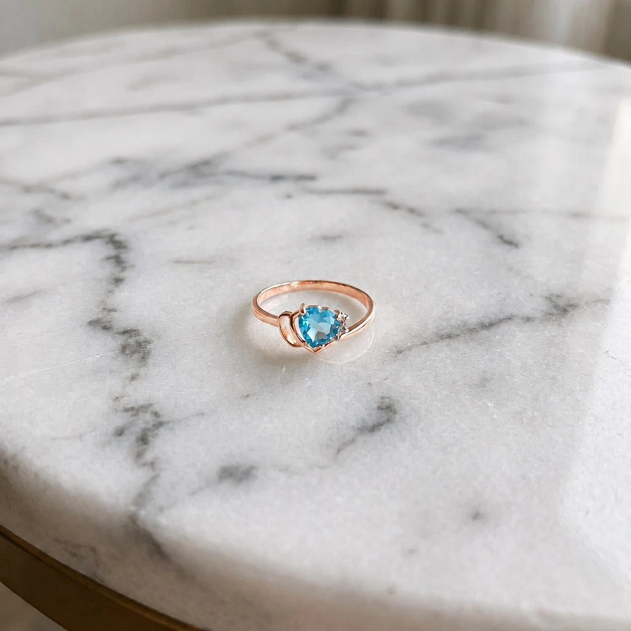 Rose Gold Blue Topaz & Diamond — Valeria
