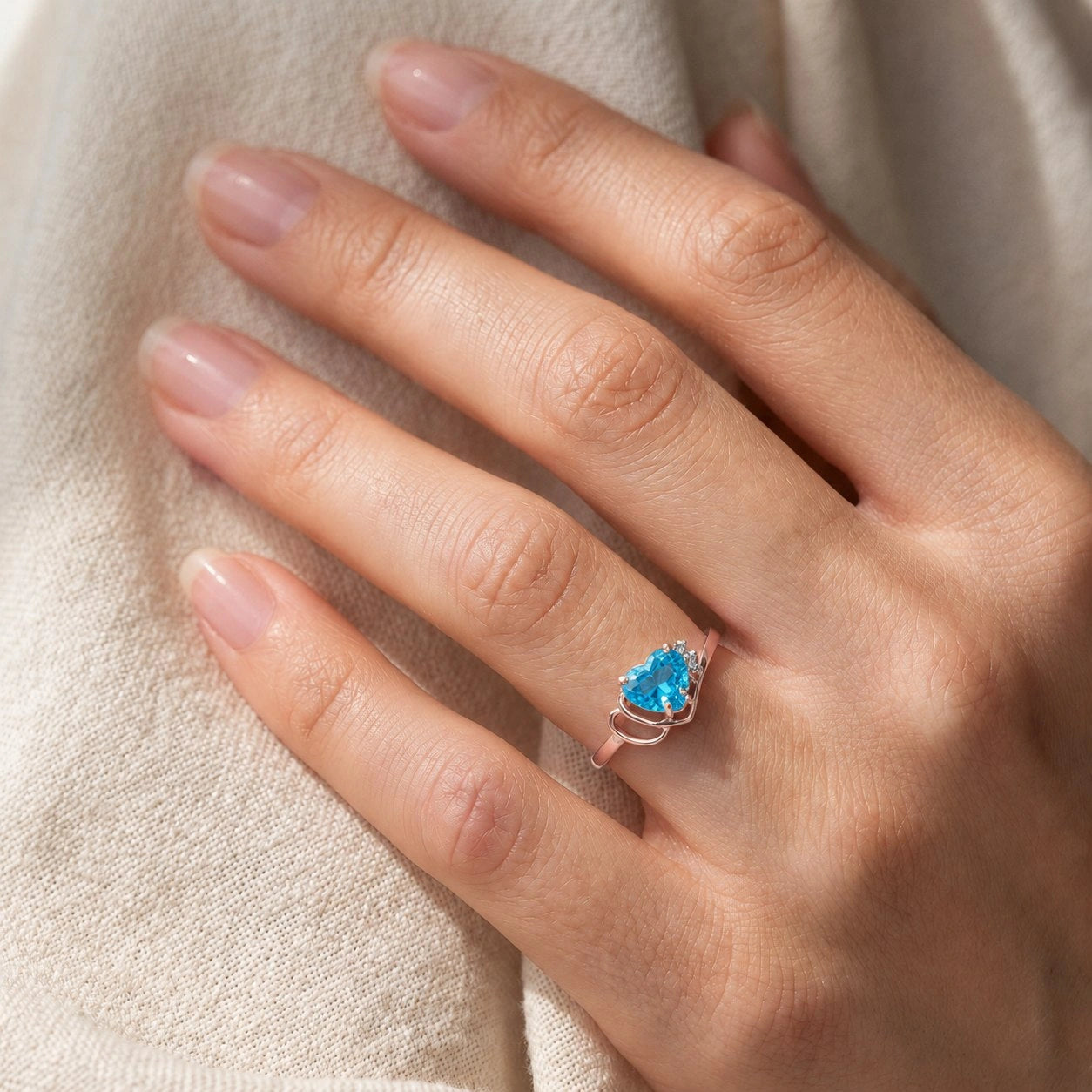 Rose Gold Blue Topaz & Diamond — Valeria