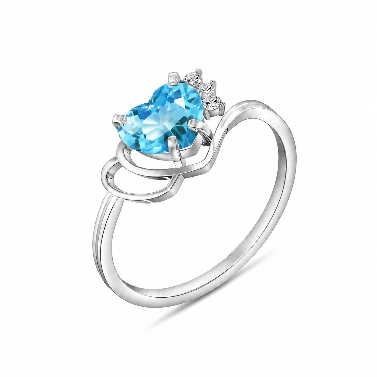 White Gold Blue Topaz & Diamond — Valeria