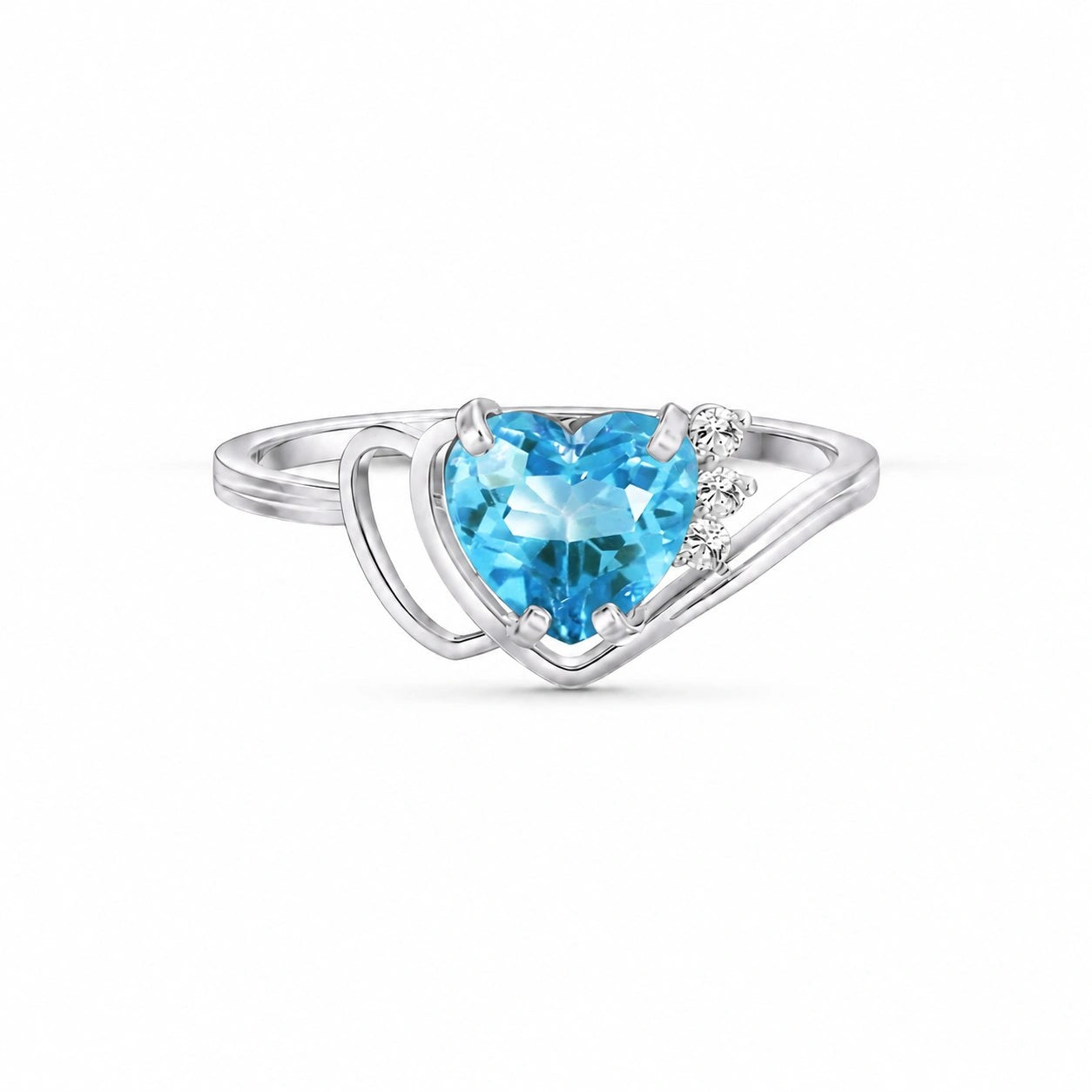 White Gold Blue Topaz & Diamond — Valeria