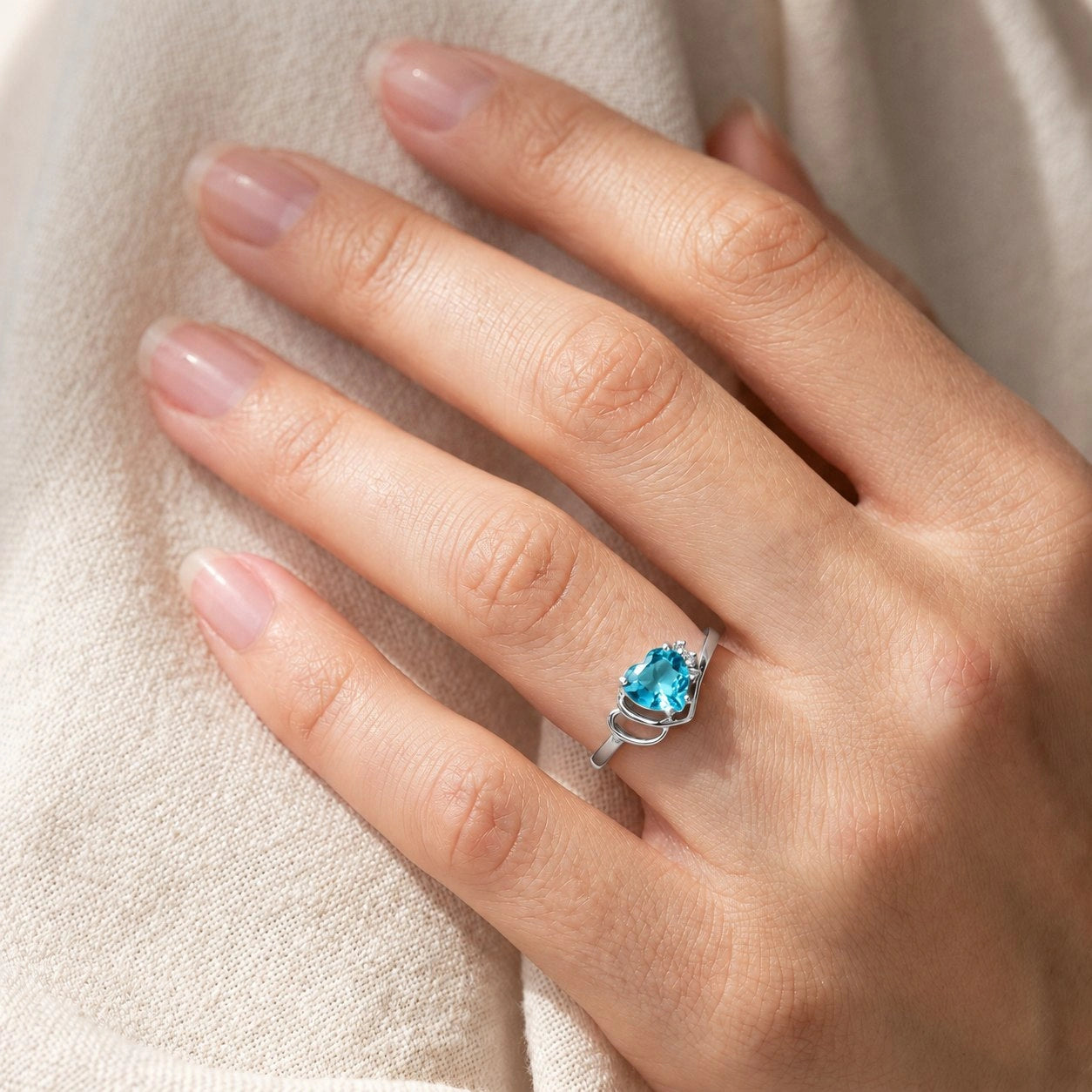 White Gold Blue Topaz & Diamond — Valeria